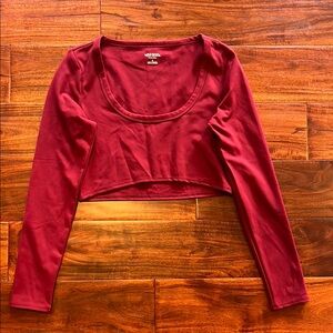 Wild Fable Red Fitted Long Sleeve Crop Blouse